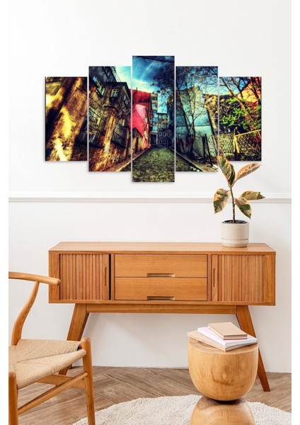 Şehir Manzarası 5 Parçalı Mdf Tablo