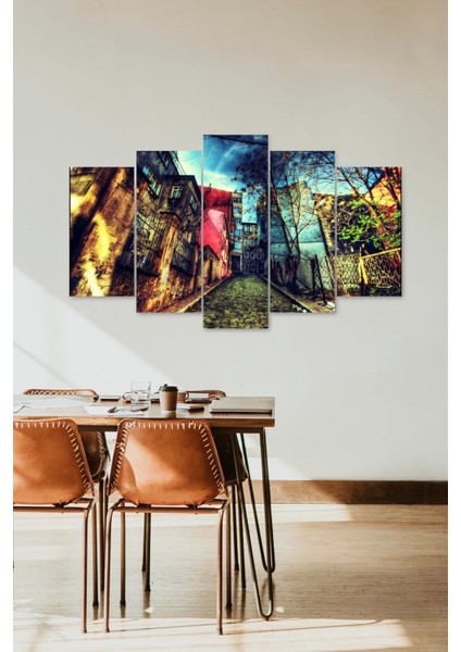 Şehir Manzarası 5 Parçalı Mdf Tablo fiyatları