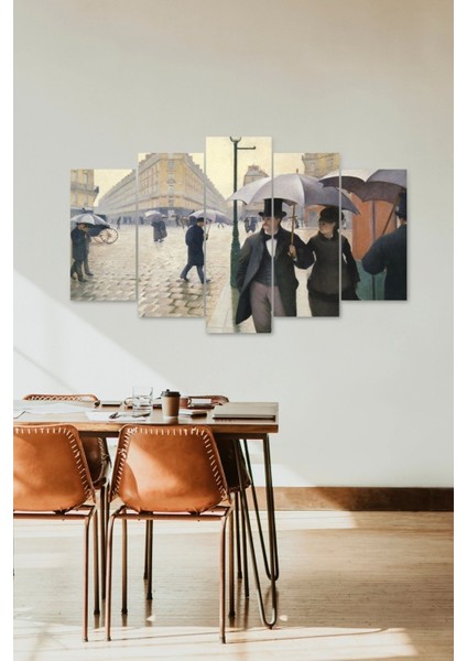 Yağmur ve Insanlar 5 Parçalı Mdf Tablo