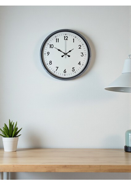 Zentime 36 cm Gri Dekoratif Duvar Saati
