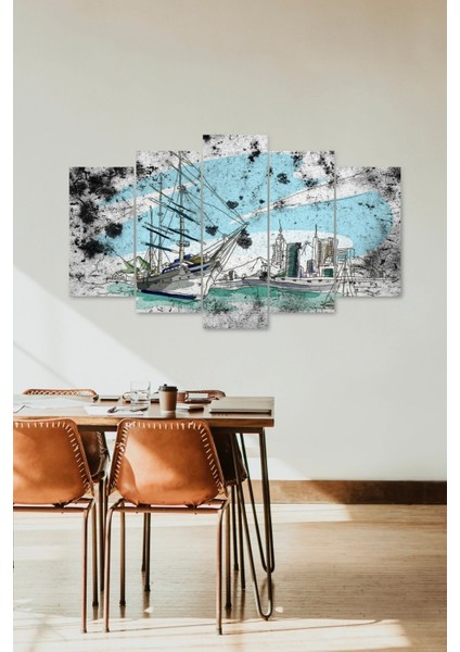 Deniz Manzarası Keşmekeş 5 Parçalı Mdf Tablo fiyatları