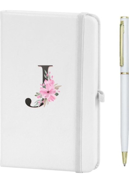 J Harfi Çiçek Desen Baskılı Defter