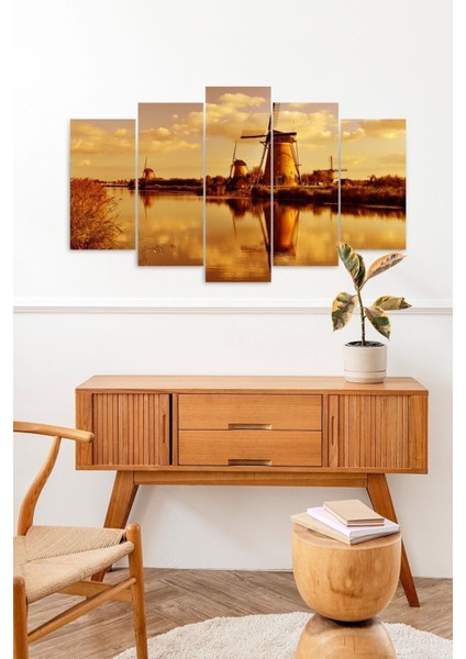 Deniz ve Rüzgar Gülü 5 Parçalı Mdf Tablo fiyatları