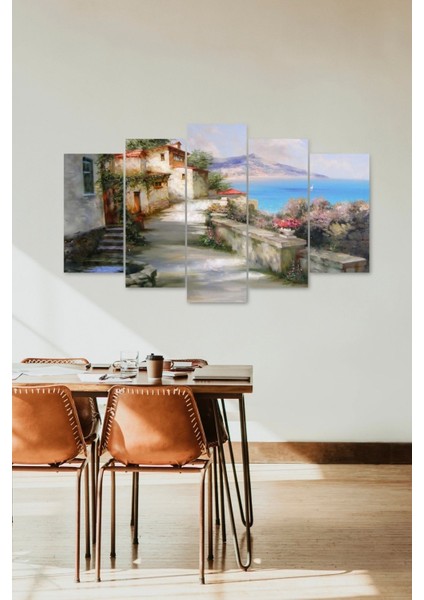 Şehir ve Deniz 5 Parçalı Mdf Tablo