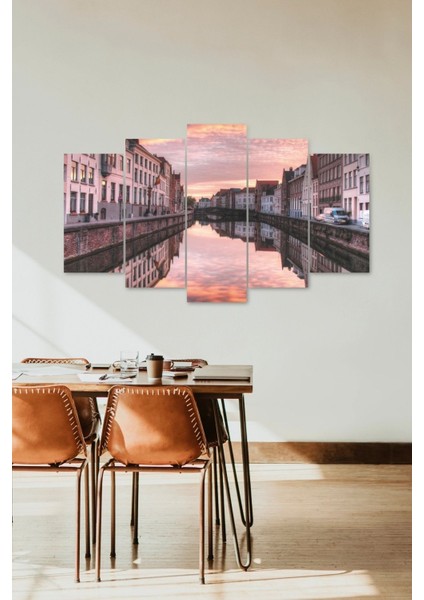 Şehir Manzarası 5 Parçalı Mdf Tablo