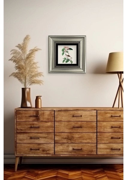 Yapraklar ve Kuş Çerçeveli Taş Tablo modelleri