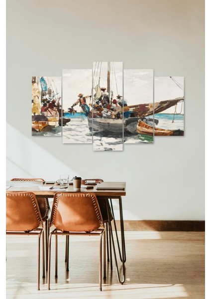 Deniz Manzarası 5 Parçalı Mdf Tablo