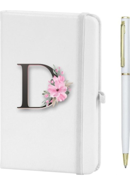 D Harfi Çiçek Desen Baskılı Defter