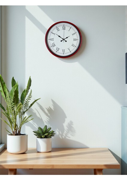 Zentime 36 cm Kırmızı Dekoratif Duvar Saati