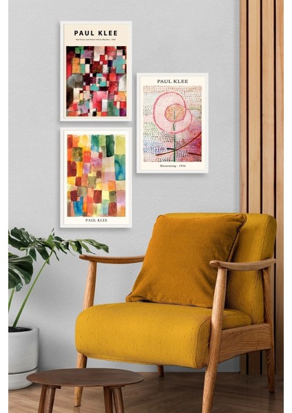 Paul Klee Üçlü Ahşap Çerçeveli Tablo modelleri