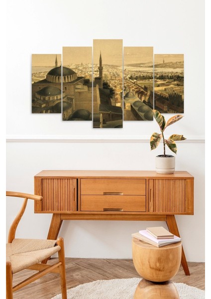 Camii Manzarası 5 Parçalı Mdf Tablo