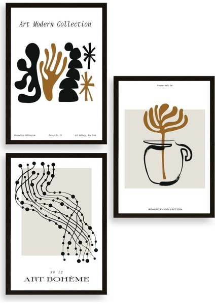 Üçlü Ahşap Çerçeveli Tablo