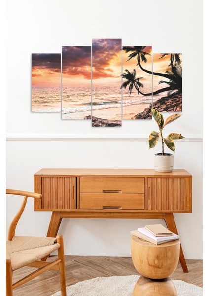 Deniz Manzarası 5 Parçalı Mdf Tablo