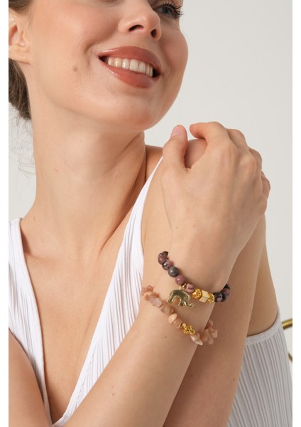 Rodonit Doğal Taşlı Ikili Bileklik fiyatları