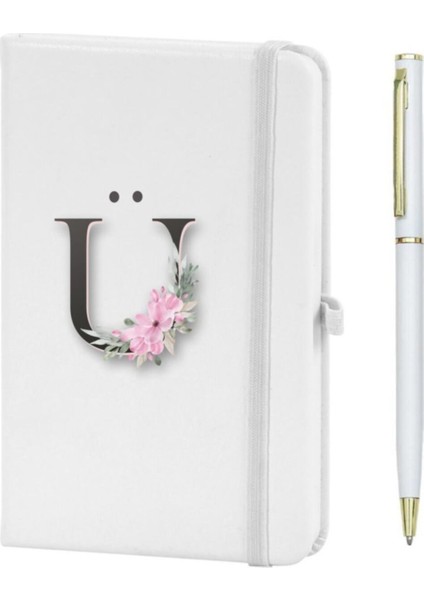 Ü Harfi Çiçek Desen Baskılı Defter
