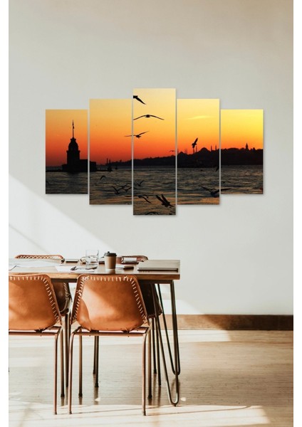 Kız Kulesi 5 Parçalı Mdf Tablo