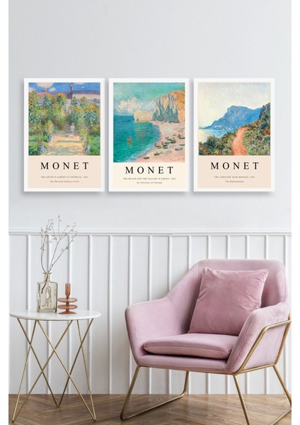 Monet Üçlü Ahşap Çerçeveli Tablo fiyatları