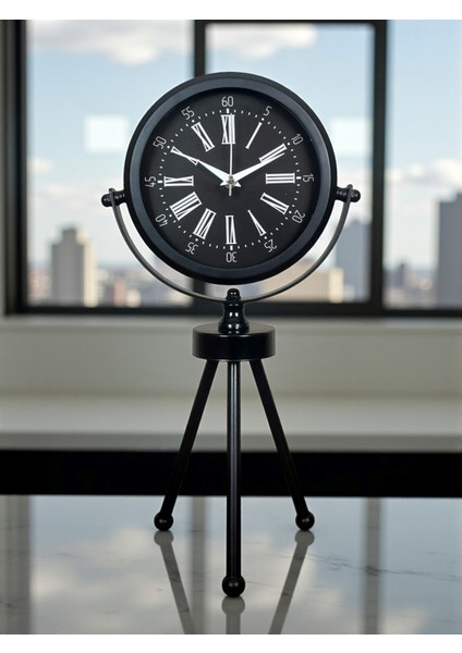 Zentime Siyah Zarif Üç Ayaklı Masa Saati