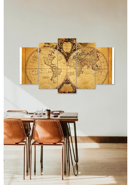 Haritalar 5 Parçalı Mdf Tablo