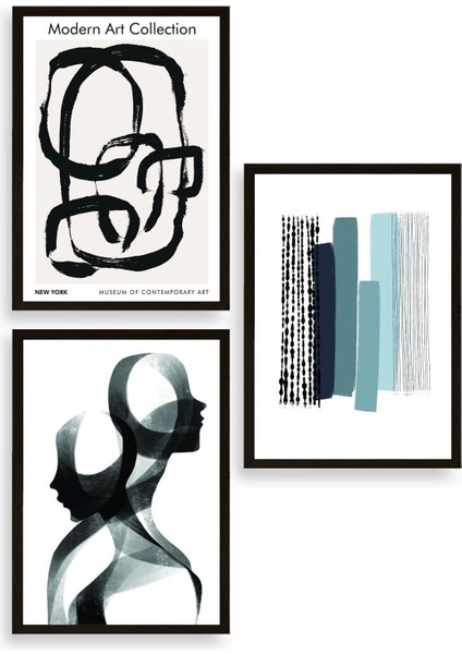 Üçlü Ahşap Çerçeveli Tablo