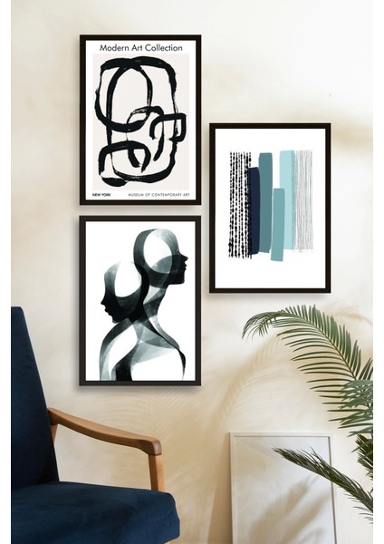 Üçlü Ahşap Çerçeveli Tablo fiyatları