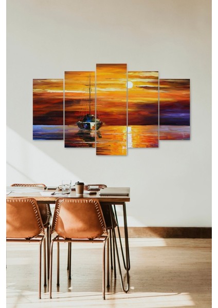 Deniz Manzarası 5 Parçalı Mdf Tablo