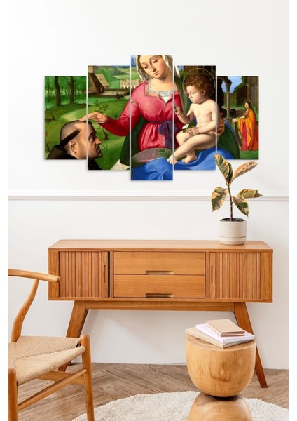 Anne ve Bebek 5 Parçalı Mdf Tablo