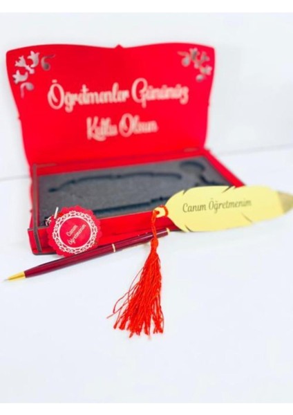 Öğretmenler Gününe Özel Tasarımlı Ahşap Kutu Kalem , Ayraç ve Anahtarlık Seti modelleri