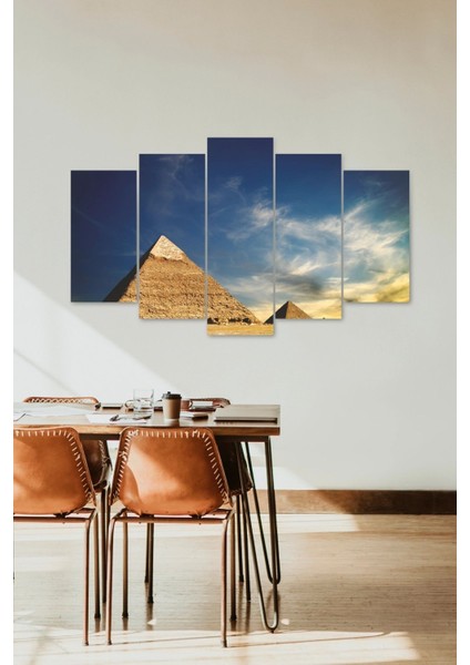 Piramitler Manzarası 5 Parçalı Mdf Tablo