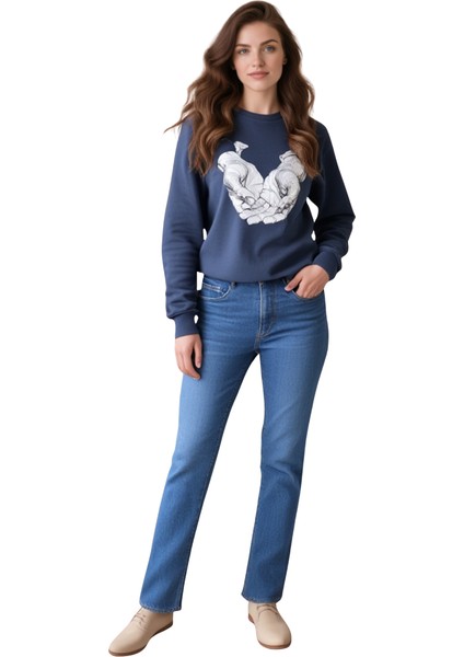 Füme Baskılı Sweatshirt