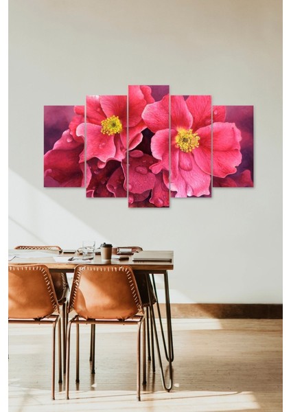 Çiçekler 5 Parçalı Mdf Tablo