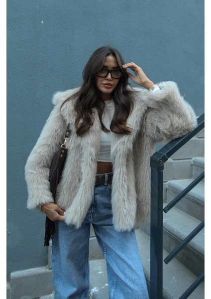 Kadın Bej Suni Kürk Ceket fiyatları