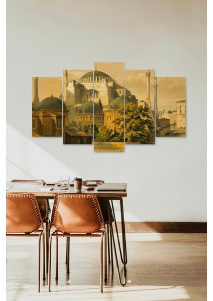 Camii Manzarası 5 Parçalı Mdf Tablo fiyatları