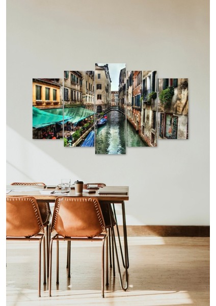 Şehir Manzarası 5 Parçalı Mdf Tablo