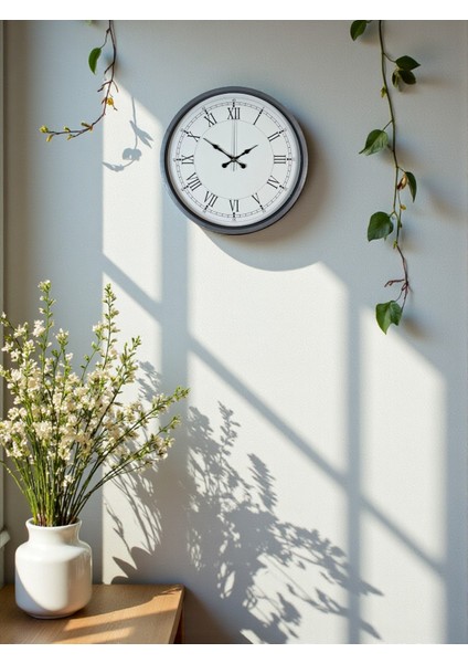 Zentime 36 cm Gri Dekoratif Duvar Saati