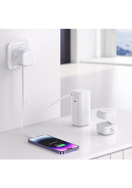 CD216 18000 Mah Powerbank | 45W Hızlı Şarj | Type-C + Çift USB Çıkış | Entegre Kablo | Taşınabilir Yüksek Kapasiteli Şarj Cihazı