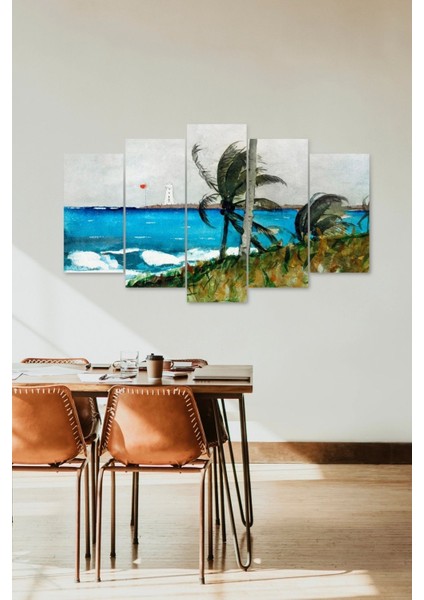 Deniz Manzarası 5 Parçalı Mdf Tablo