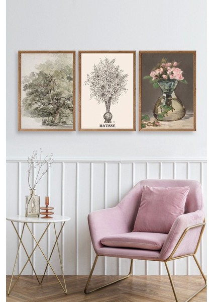 Matisse Üçlü Ahşap Çerçeveli Tablo fiyatları