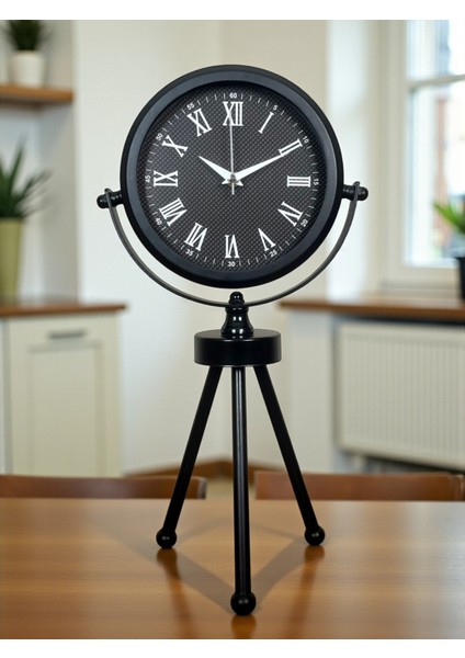Zentime Siyah Zarif Üç Ayaklı Masa Saati