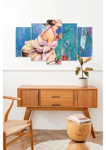 Ressam Kadın 5 Parçalı Mdf Tablo fiyatları