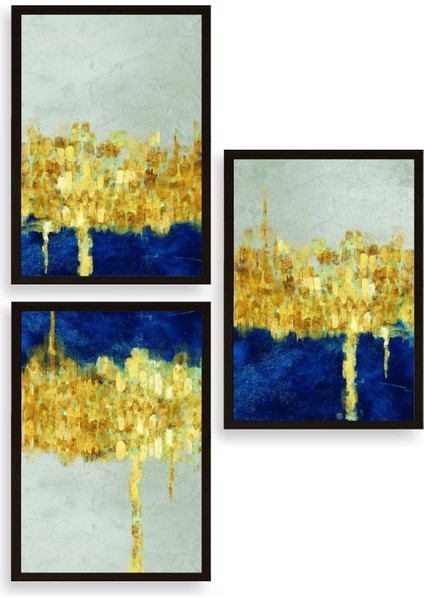 Ünlü Tablolar Üçlü Ahşap Çerçeveli Tablo