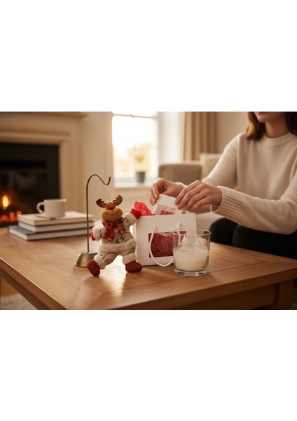 Yılbaşı Hediye Seti Çam Ağacı Tasarım Mum Yılbaşı Süsü Çantalı