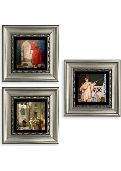 Osman Hamdi Bey 3 Lü Set Çerçeveli Taş Tablo