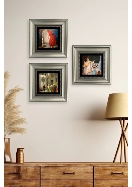 Osman Hamdi Bey 3 Lü Set Çerçeveli Taş Tablo fiyatları