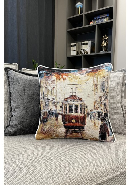 Kırlent Jakarlı Dokuma Goblen Kumaş - 45x45cm Biyeli Çift Taraflı Dekoratif Kırlent Kılıfı fiyatları