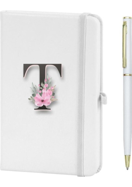 T Harfi Çiçek Desen Baskılı Defter