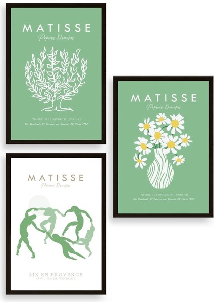 Matisse Üçlü Ahşap Çerçeveli Tablo