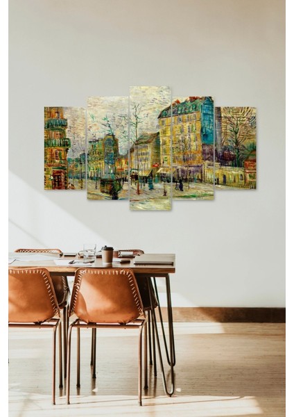 Şehir Manzarası 5 Parçalı Mdf Tablo