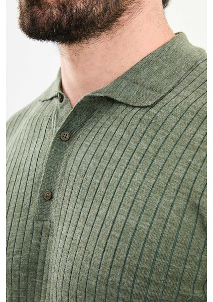 Fitilli Slim Fit Polo Yaka Erkek Triko Kazak fiyatları
