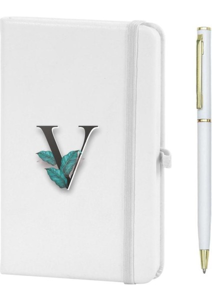 V Harfi Çiçek Baskılı Defter